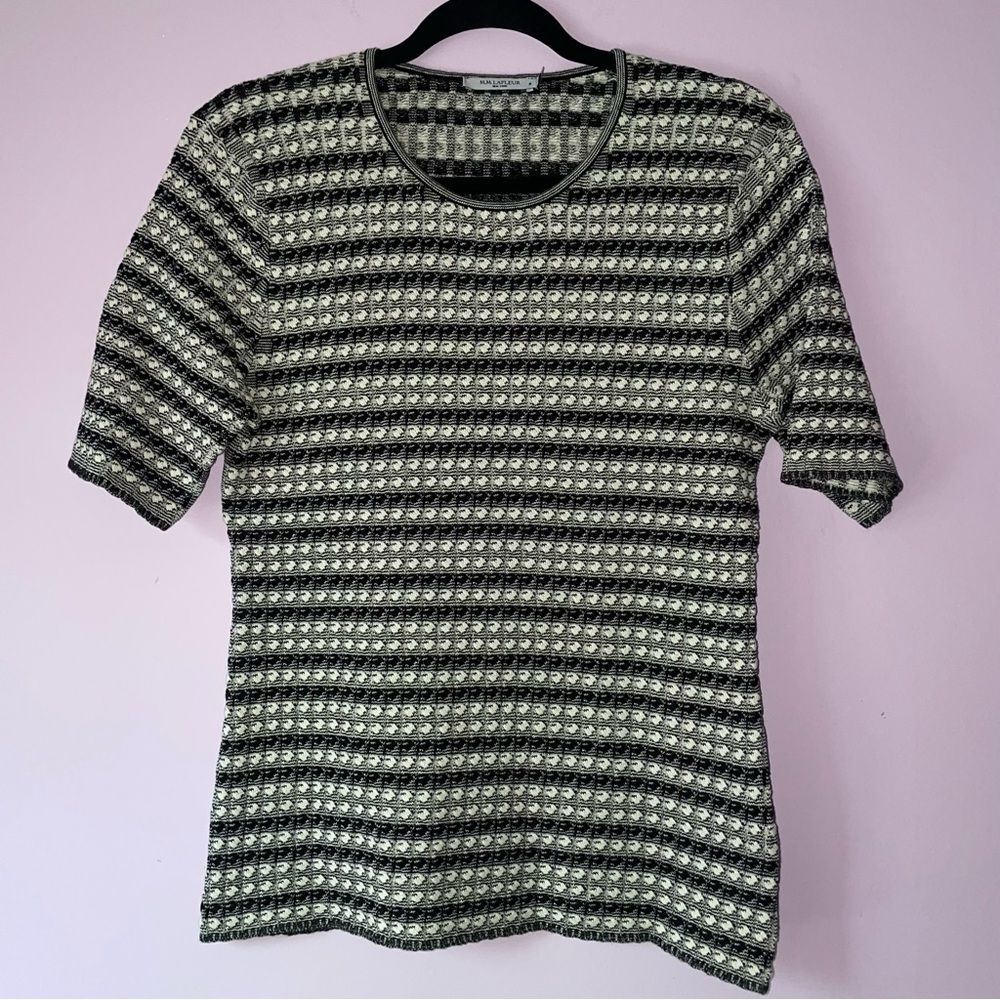 Mm Lafleur Size M The Charli Top Cable Stripe Black White